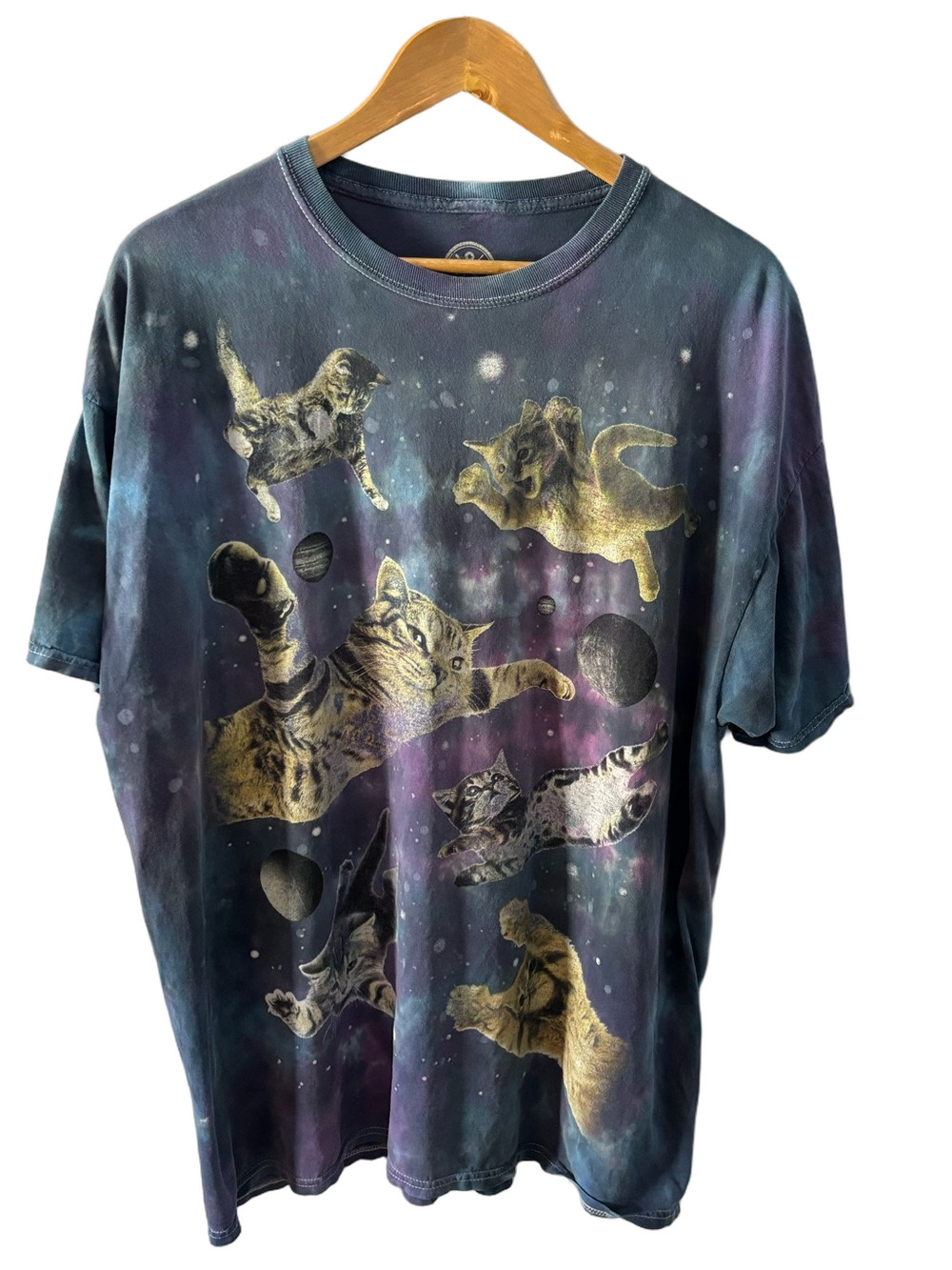 DOM “It's About The Art” Cats In Space Shirt Flying Kittens Tie-Dye Tee 2XL